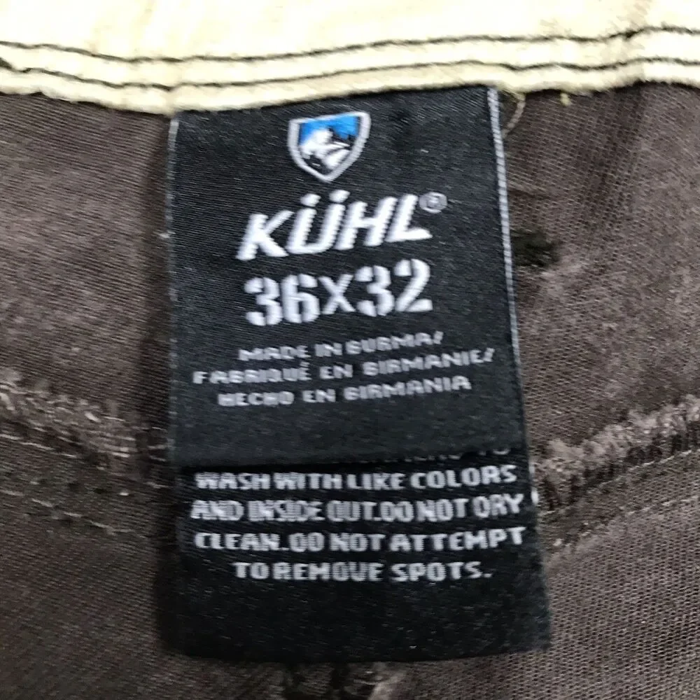 KUHL Rydr Pants Men 36x32 Brown Vintage Patina Dye Articulated Knee Hiking Work - Picture 13 of 16